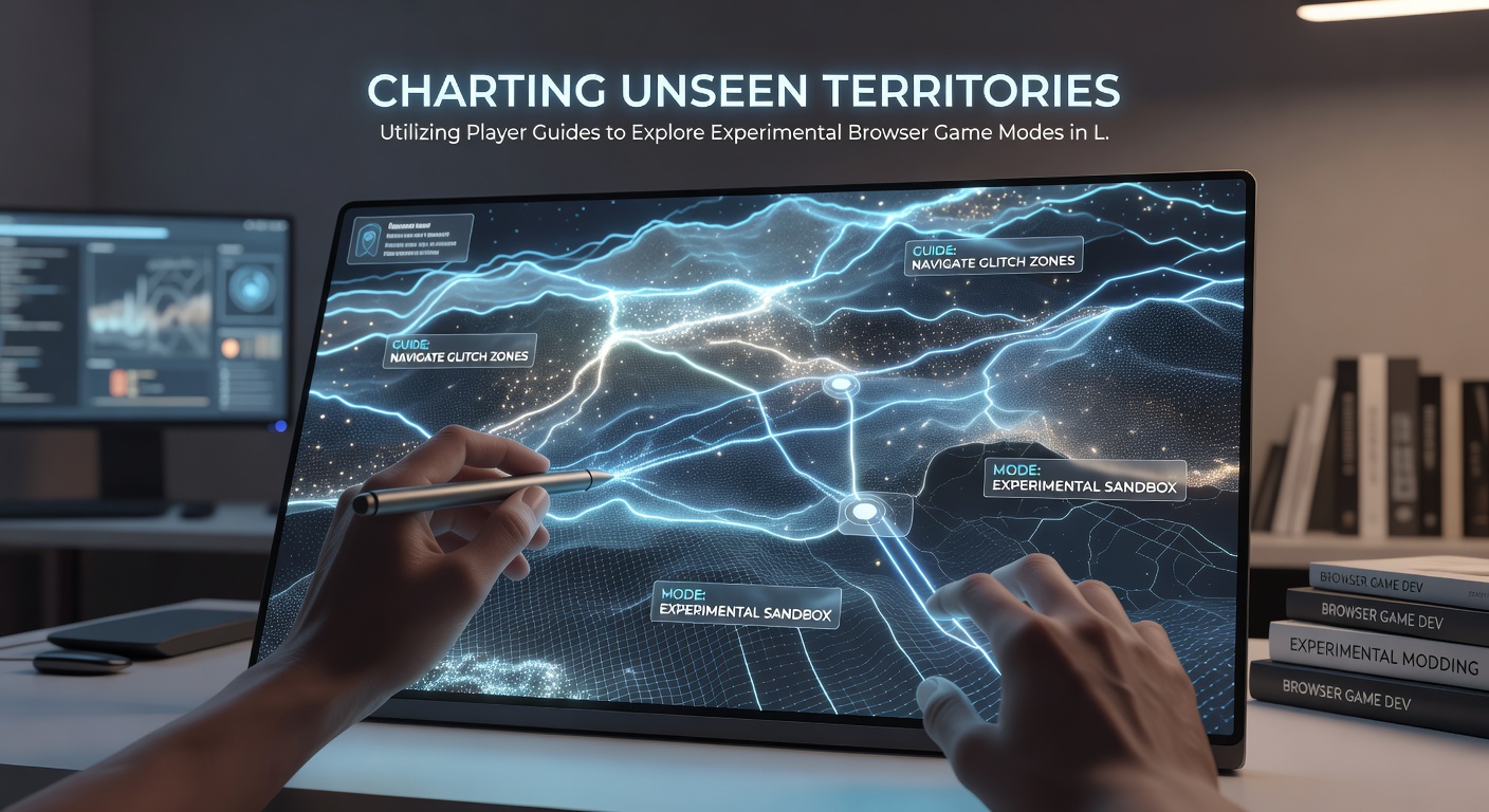Split-screen view showing a player guide document alongside a live browser game stream with experimental mode elements highlighted