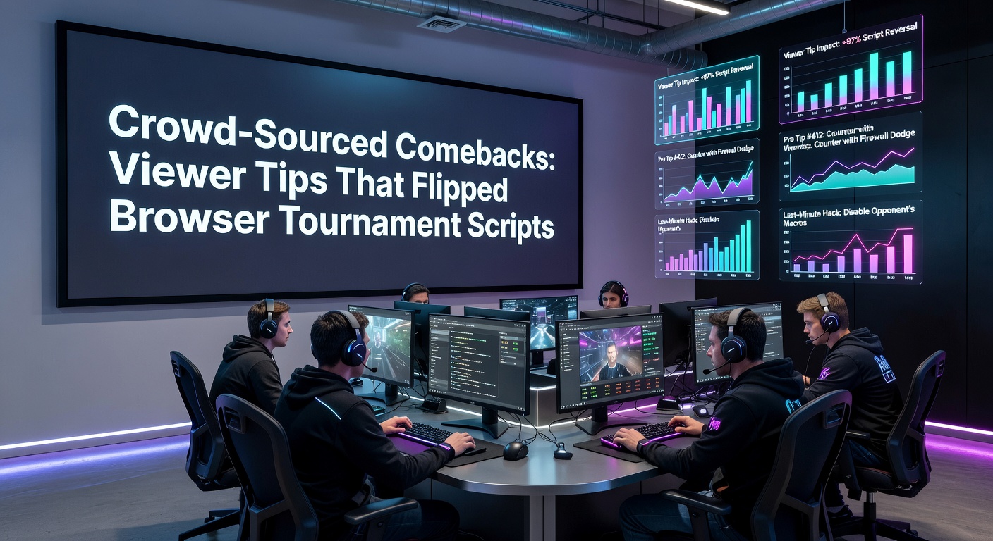 A live stream chat exploding with viewer tips during a tense browser game tournament moment, strategies scrolling rapidly as the player listens intently