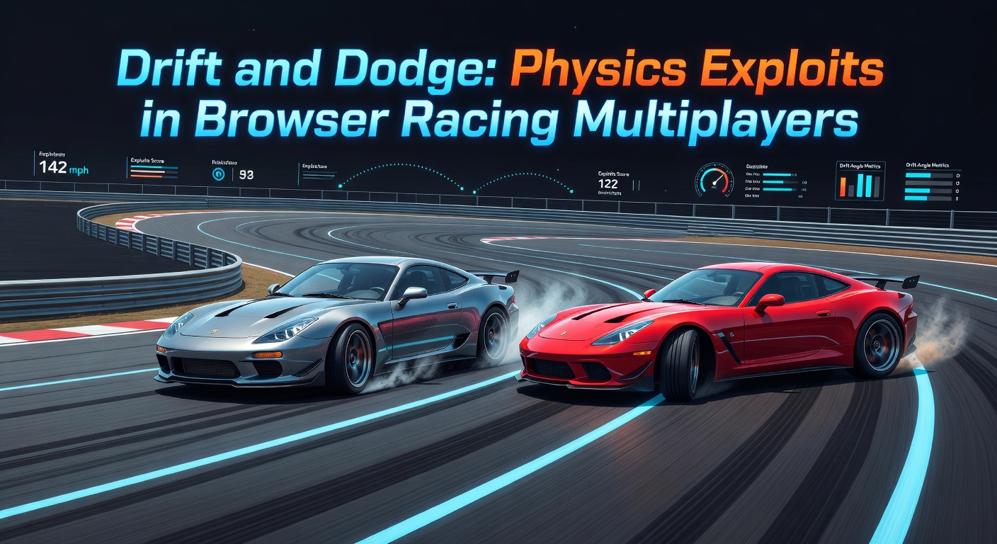A sleek browser racer mid-drift around a sharp urban corner, tires smoking as physics bend to the player's command