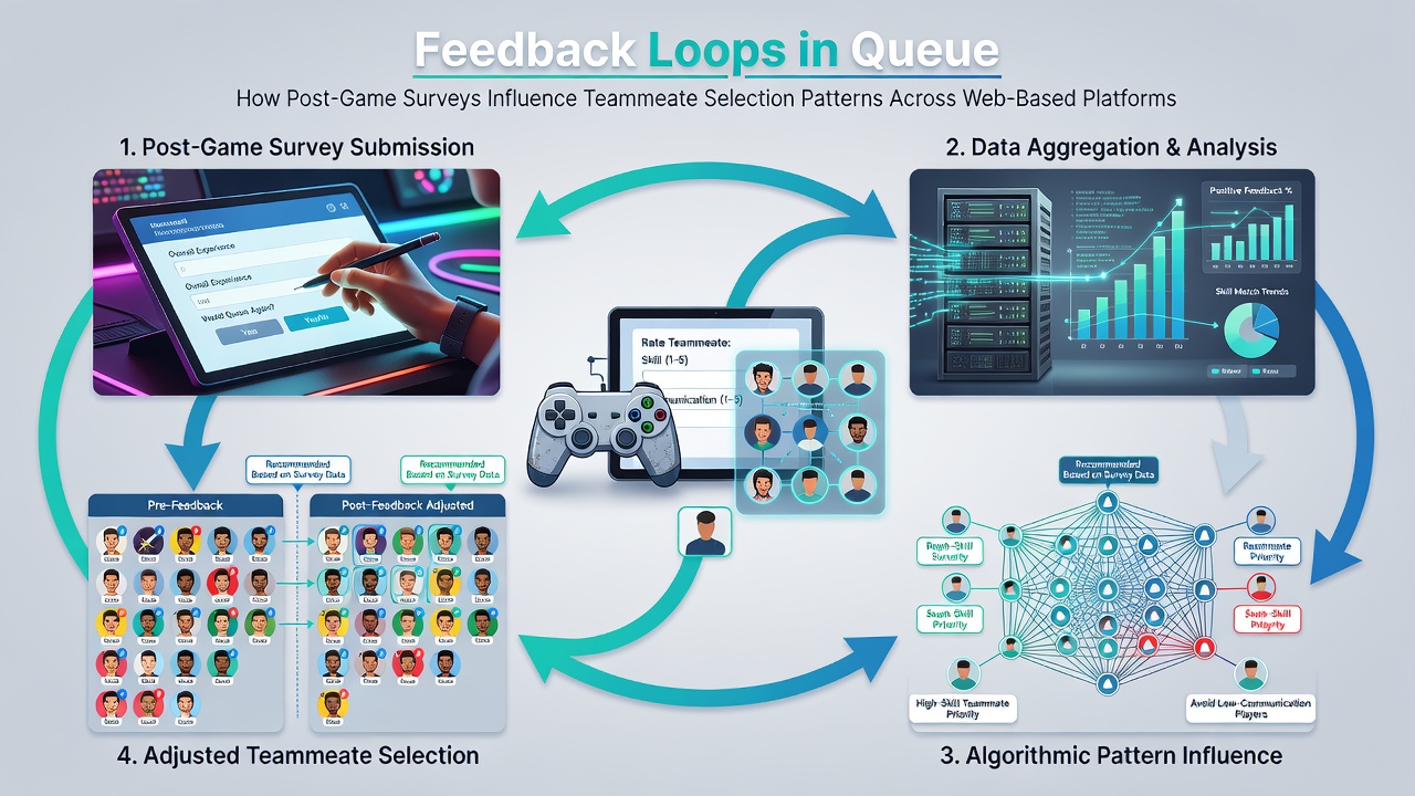 Data visualization of teammate selection patterns influenced by post-game feedback scores in competitive browser games