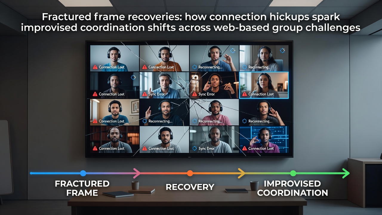 Players in a web-based group challenge adapting to sudden connection lag during a coordinated team maneuver