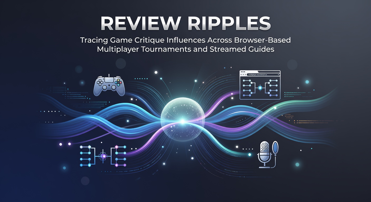 Illustration showing review critiques flowing into browser multiplayer tournament strategies and live streamed guides