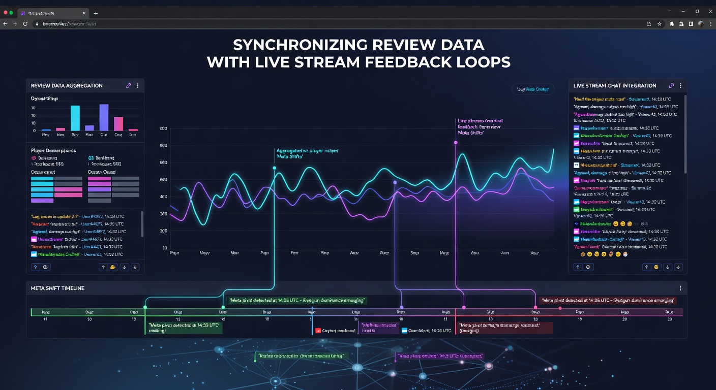 Live dashboard interface displaying synchronized review metrics and stream feedback during a browser multiplayer tournament