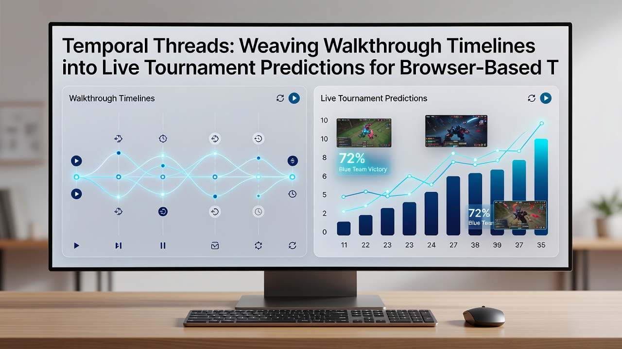 Split-screen view showing archived walkthrough timeline aligned with a live browser tournament bracket